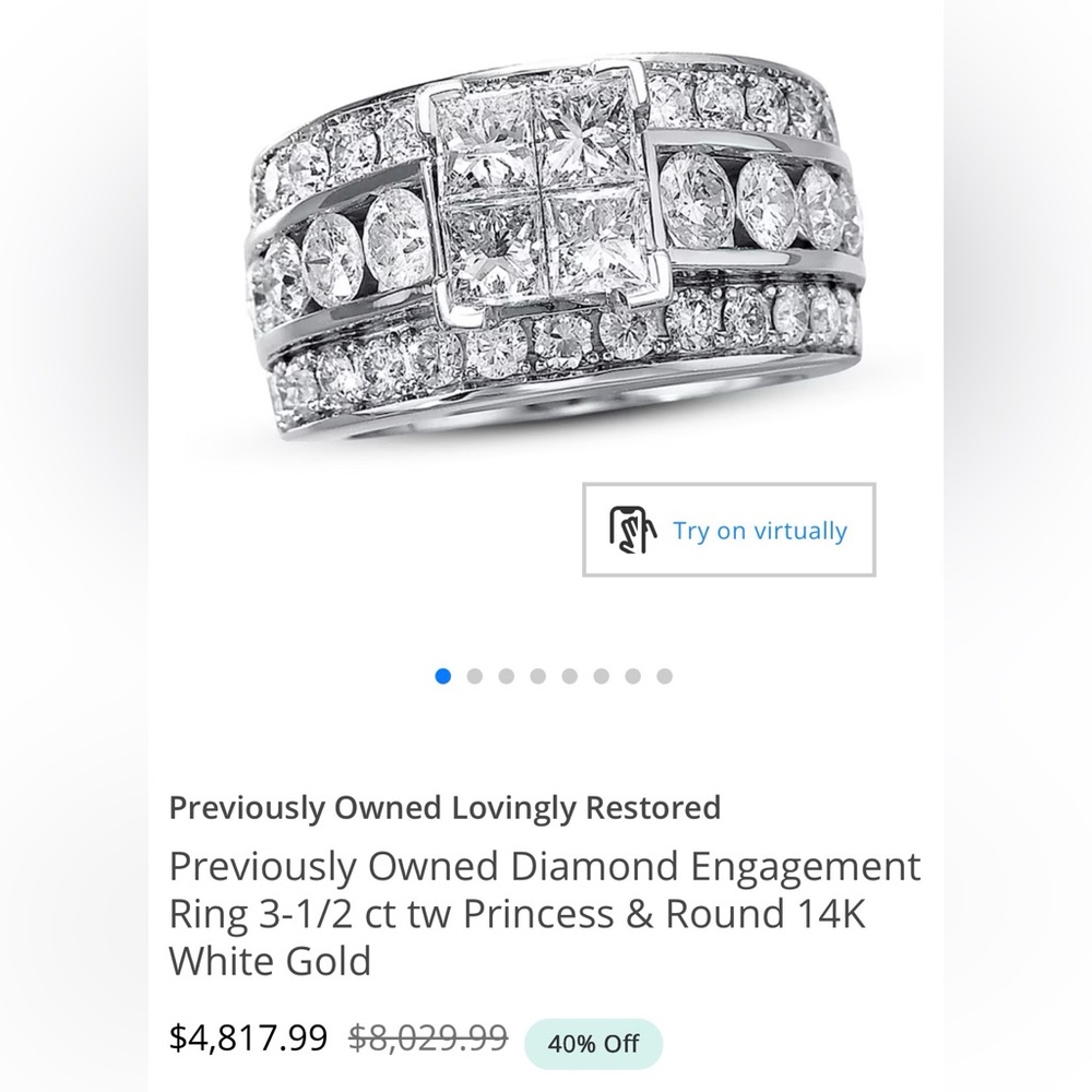 Diamond Cluster Wide Band Ring - 14 K White Gold - Picture 2 of 16